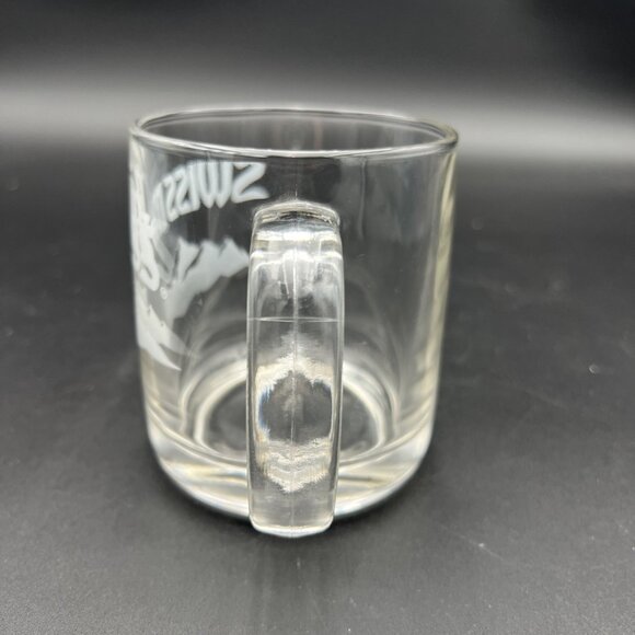 Vintage Swiss Miss Thick Clear Hot Chocolate Promo Heavy Glass Mug Cup Etched - Picture 3 of 8